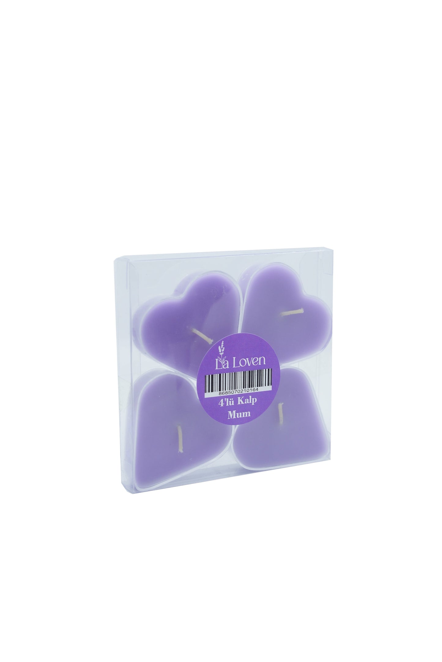 4`lü Kalp Mum - Rahatlatıcı Koku - %100 Doğal