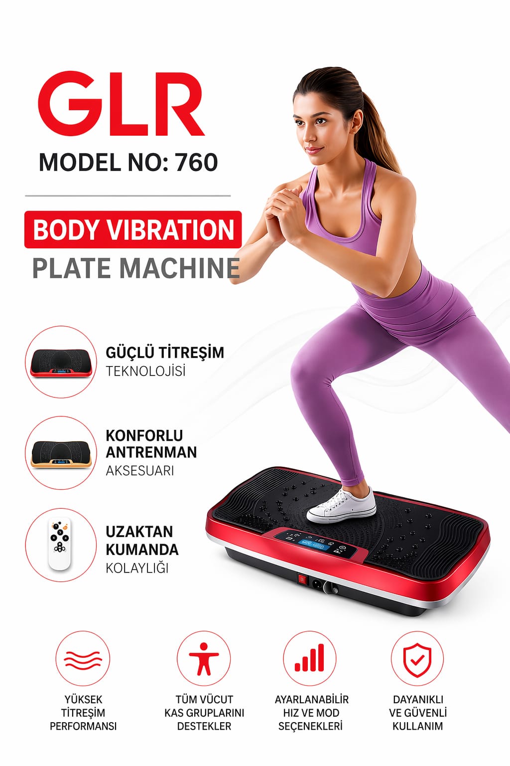 Body Vibration Plate Machine GLR 760 – Titreşimli Egzersiz Platformu ile Formunu Koru