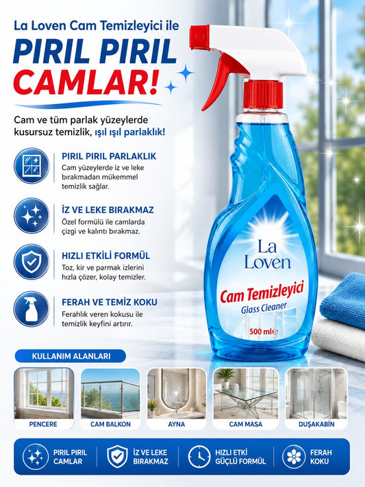 Cam Temizleyici 500 ML – İz Bırakmayan Parlaklık