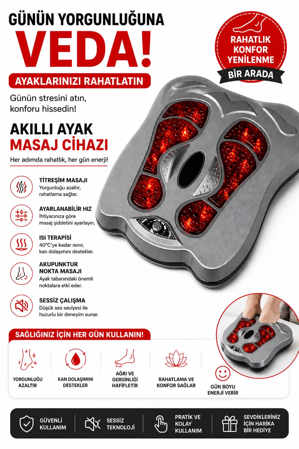 Akıllı Ayak Masaj Cihazı – Günün Yorgunluğuna Etkili Çözüm