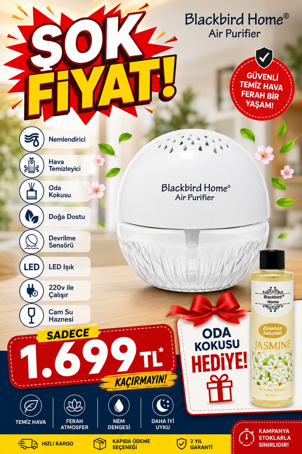 Blackbird Home Air Purifier – Temiz Hava, Ferah Yaşam Alanları