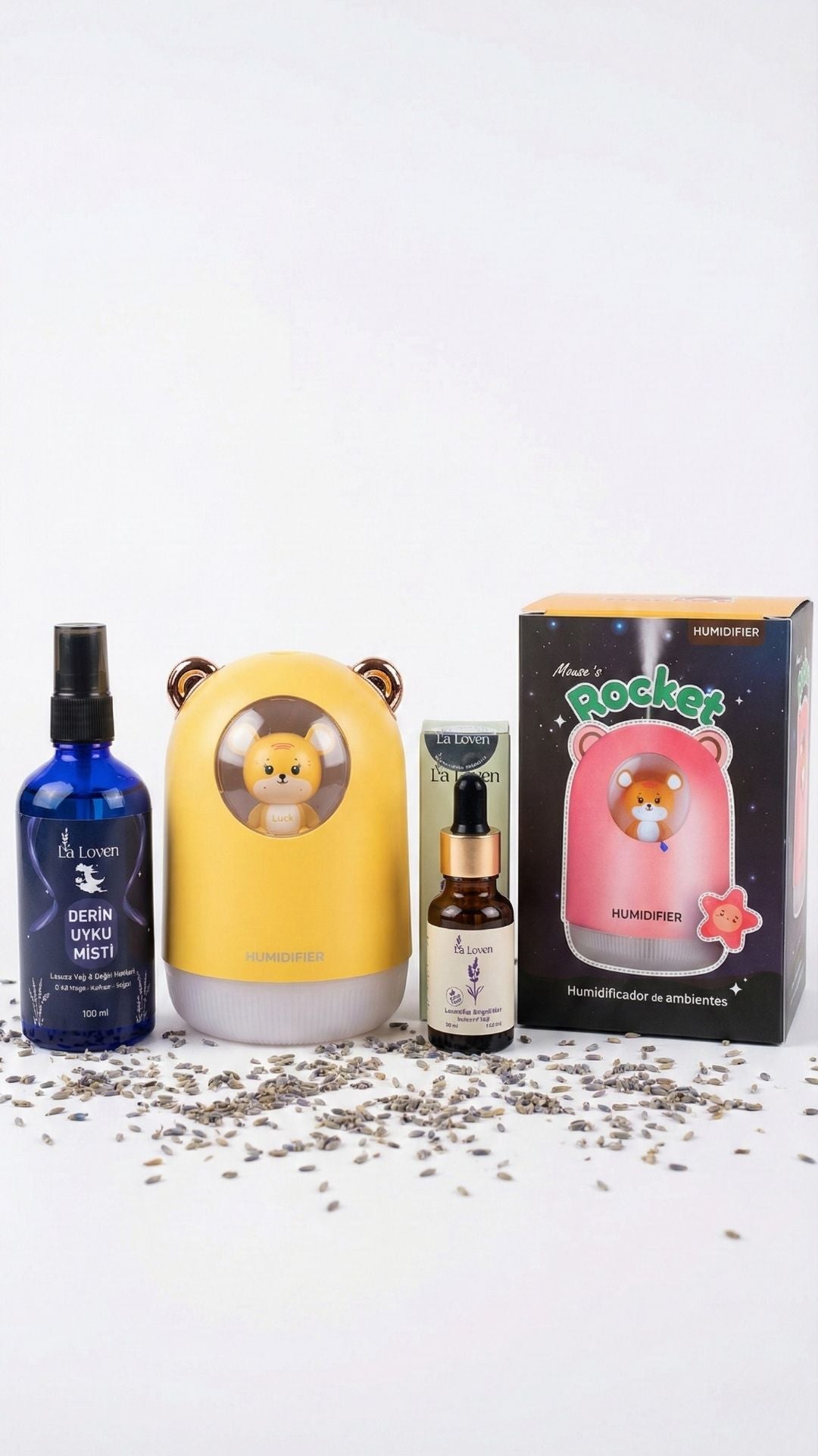 Sarı Uyku Arkadaşım Seti: Sevimli Oyuncak Difüzör + Uyku Destek Paketi