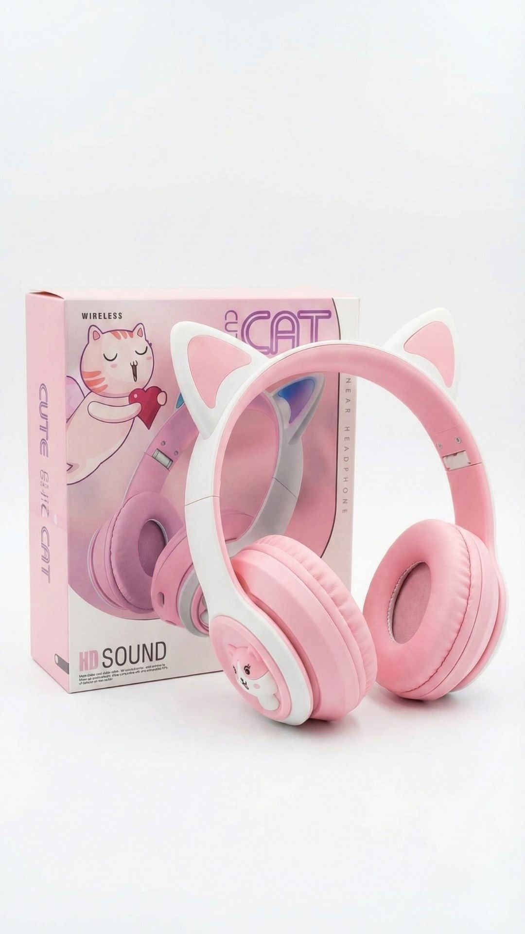 Laloven Pink Cat: Işıklı Kedi Kulaklı Şeker Pembe Bluetooth Kulaklık