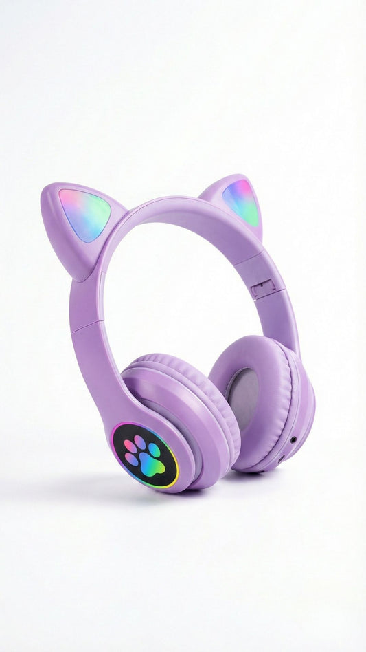 Laloven Purple Cat: Işıklı Kedi Kulaklı Mor Bluetooth Kulaklık