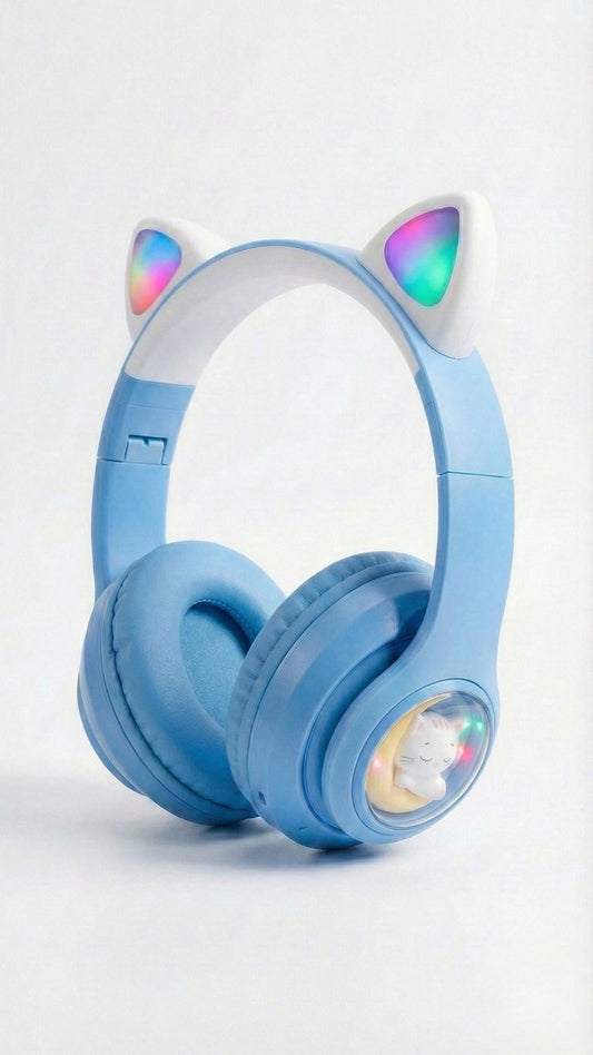 Laloven Electric Blue Cat: Işıklı Kedi Kulaklı Mavi Bluetooth Kulaklık