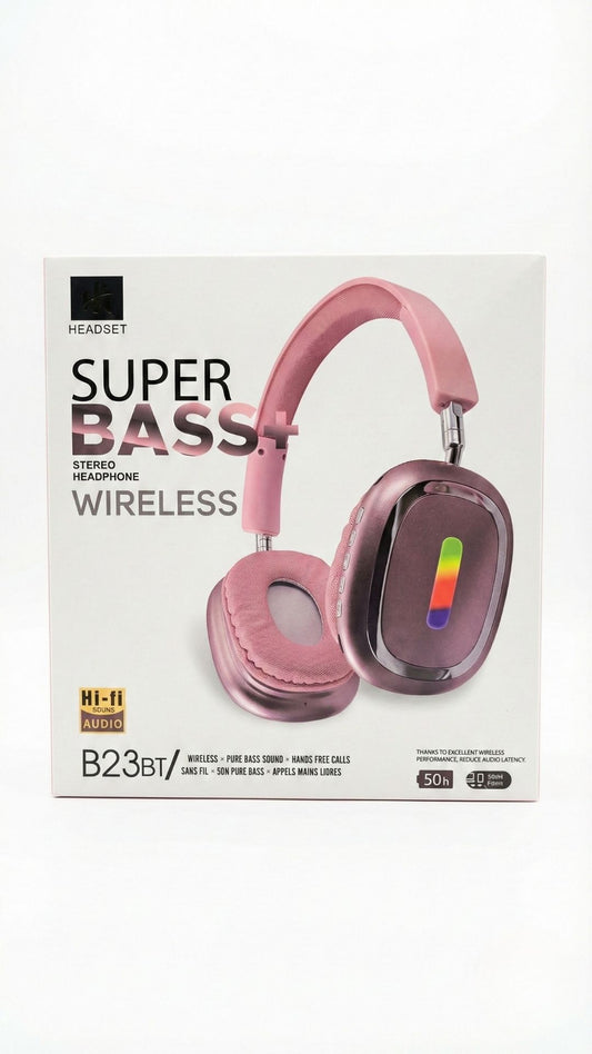 Laloven B23 Series: Super Bass Özellikli Canlı Pembe Bluetooth Kulaklık
