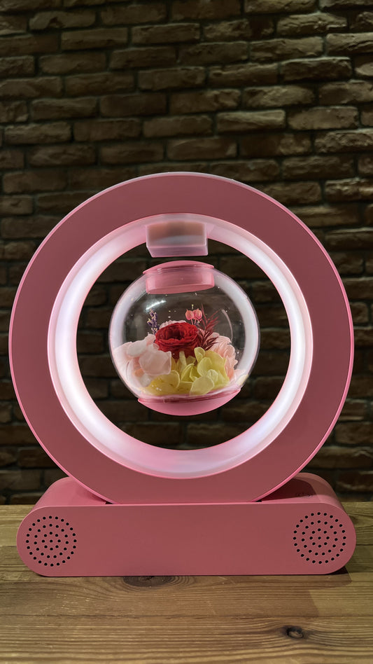 Pembe Bluetooth Hoparlör – Çiçekli Dekoratif Müzik Çalar