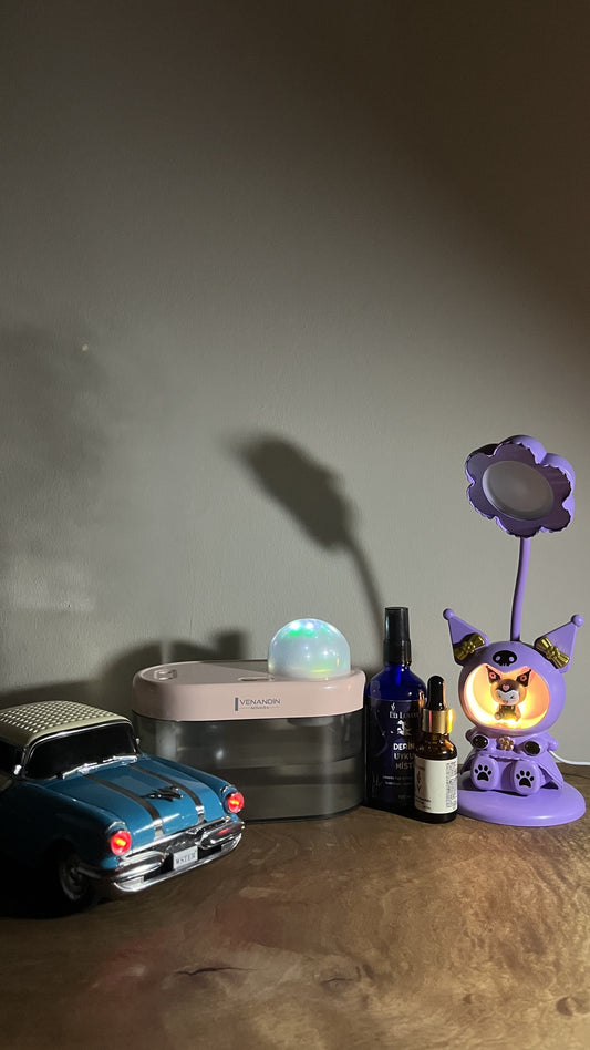 Bluetooth Müzik Çalarlı Araba Seti – Difüzör + Oyuncaklı Masa Lambası + Uyku Misti + Lavanta Yağı