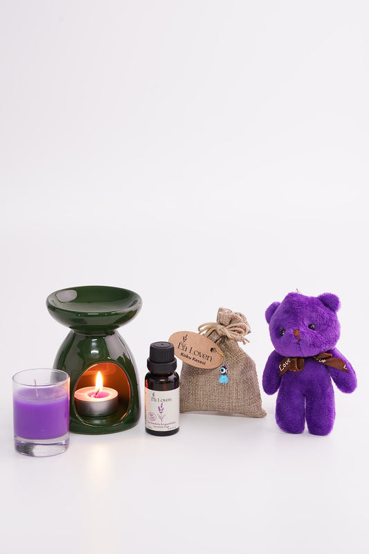 Meditasyon İkilisi | Lavanta Yağı 20 ml ve Yeşil Buhurdanlık | %100 Doğal