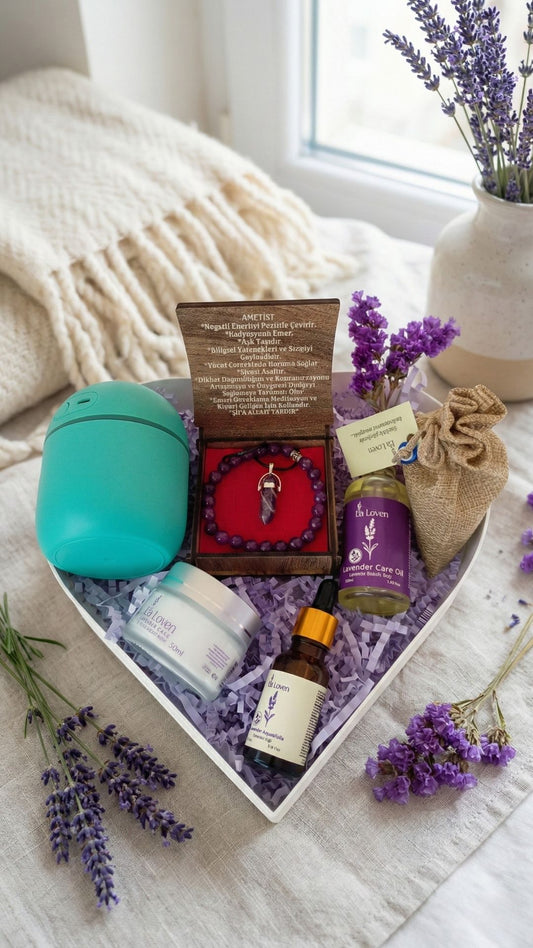 Ametist Enerji & Aroma Terapi Seti – Humidifier + Bakım Ürünleri + Ametist Takım