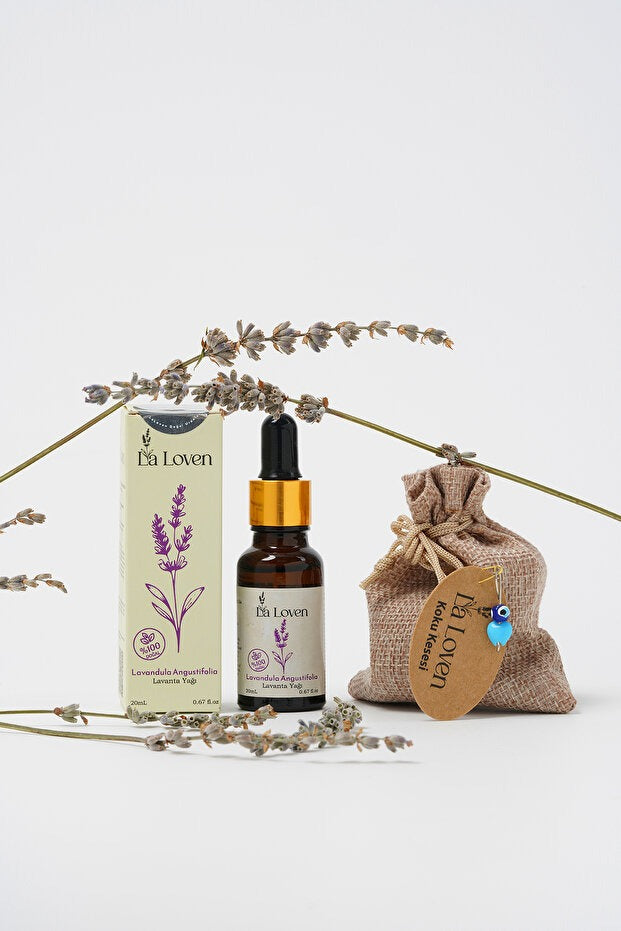 Meditasyon İkilisi | Lavanta Yağı 20 ml ve Düz Beyaz Buhurdanlık + 1 Adet Tealight Mum | %100 Doğal