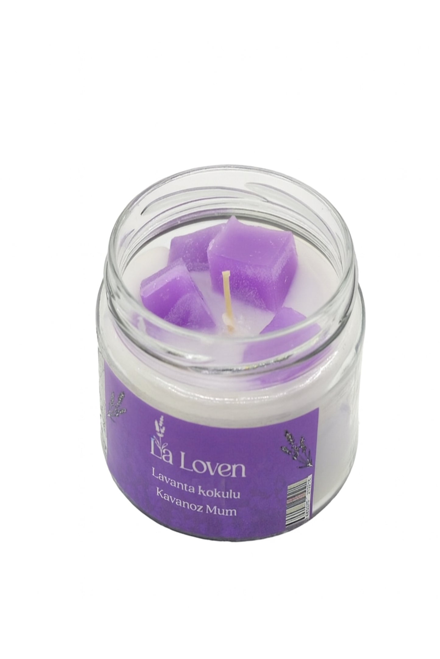 Lavanta Kokulu Cam Kavanoz Mum – Rahatlatıcı Koku