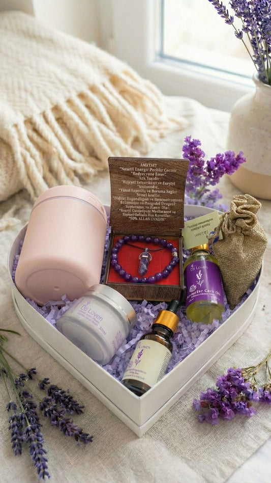 Pink Harmony Wellness Set – Pembe Difüzör + Bakım Ürünleri + Ametist Takım