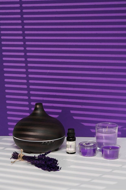 Saf Lavanta Yağı 20 ml ve Hava Nemlendirici 550 ml - Aromaterapi Seti - Mum Hediye Seti