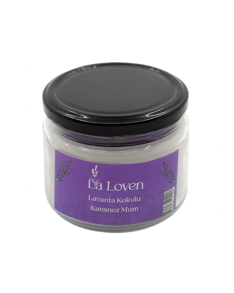 Lavanta Kokulu Cam Kavanoz Mum – Rahatlatıcı Koku