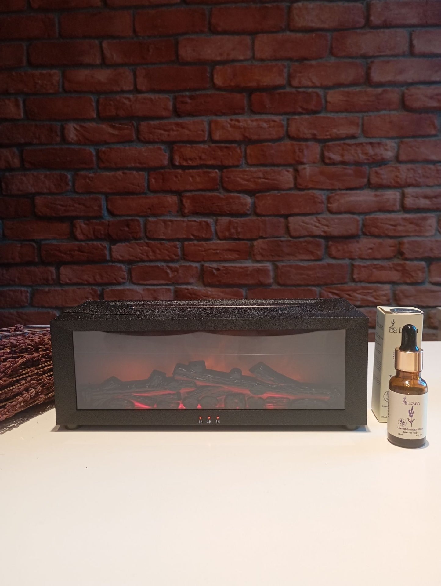 Odun Şömine Difüzör & Lavanta Yağı Seti (Rustik Ateş Hologramı)