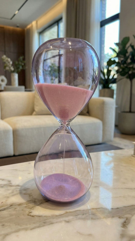 Pembe Kumlu Sade Cam Kum Saati | Dekoratif Minimal Tasarım
