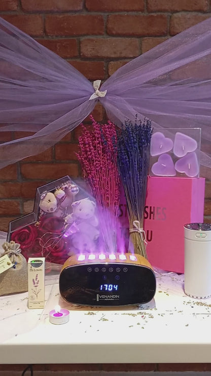 Işıklı Gül & Ayı Kutulu Ultra Aromaterapi Seti – Bluetooth Difüzörlü Lüks Hediye Paketi