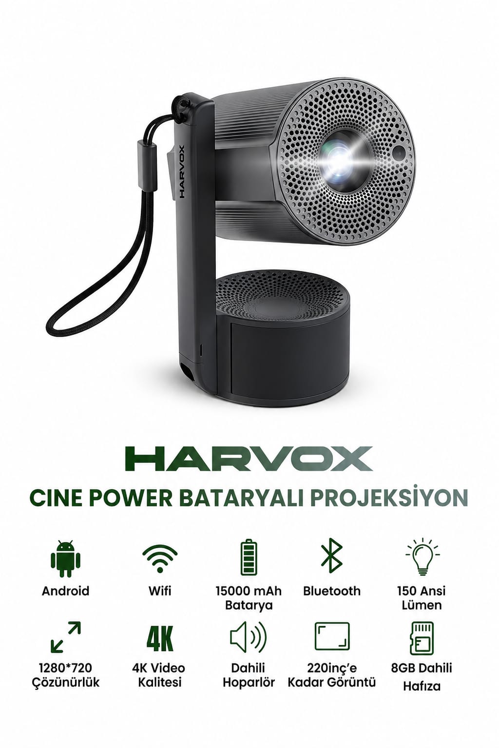 Harvox Cine Power Bataryalı Projeksiyon – Sinema Keyfi Her Yerde