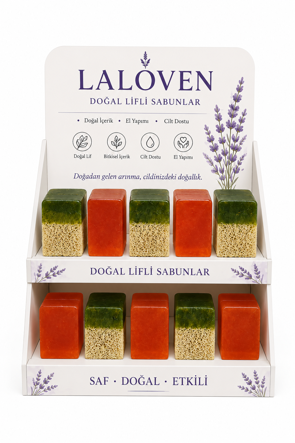 LALOVEN 36 ADET KARIŞIK LİFLİ SABUN + KASA ÖNÜ STANT 💜🧼