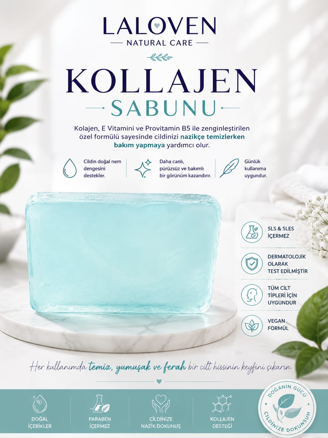 LaLoven Kolajen Sabunu | Cildi Temizleyen ve Canlı Görünüm Kazandıran Bakım Sabunu
