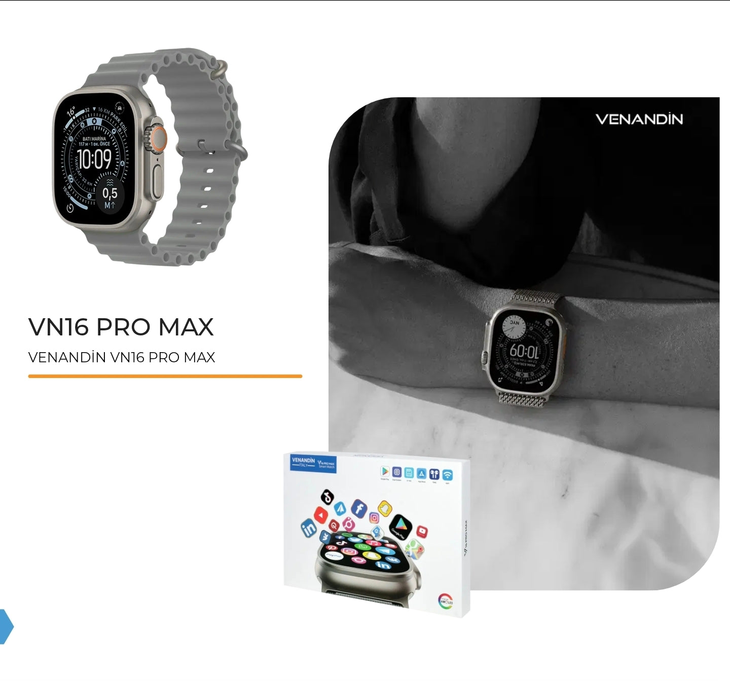 Venandin VN16 Pro Max Akıllı Saat – Şık Tasarım, Güçlü Performans