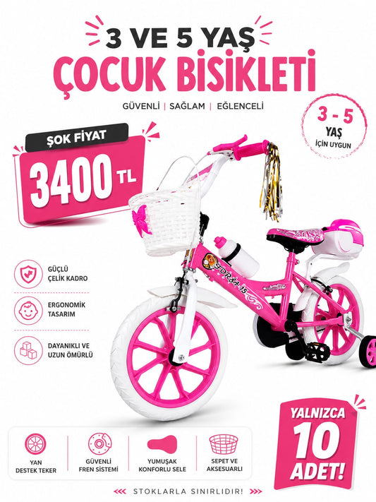 3-5 Yaş Pembe Çocuk Bisikleti ile Eğlence Dolu İlk Pedallar!