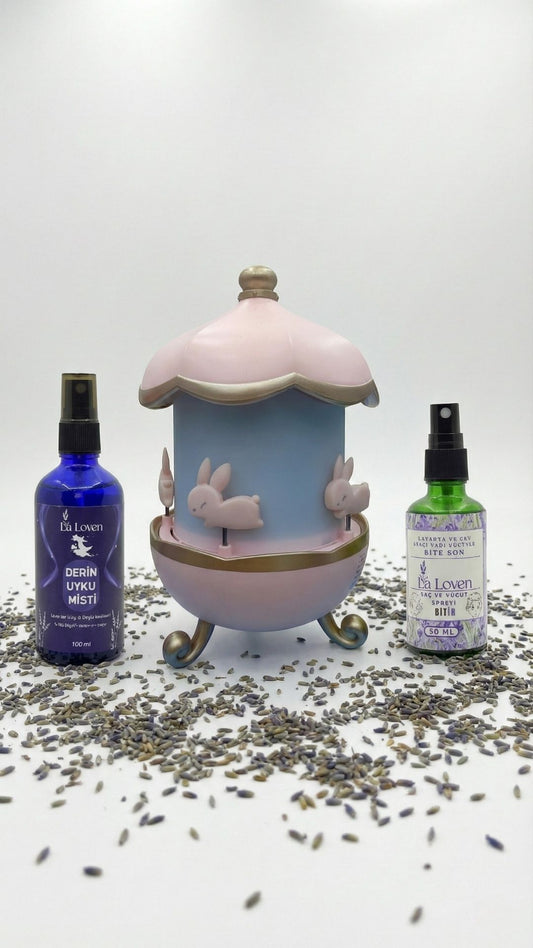 Okul Kalkanı ve Tatlı Rüyalar Seti: Tavşan Projektör + Uyku Misti + Koruyucu Sprey