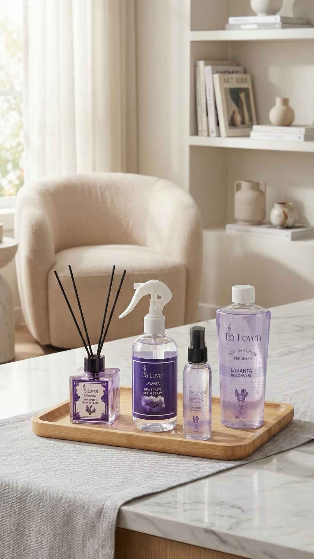 Lavanta Huzur Kokusu Seti – Oda Spreyi + Kolonya + Mini Kolonya + Oda Kokusu